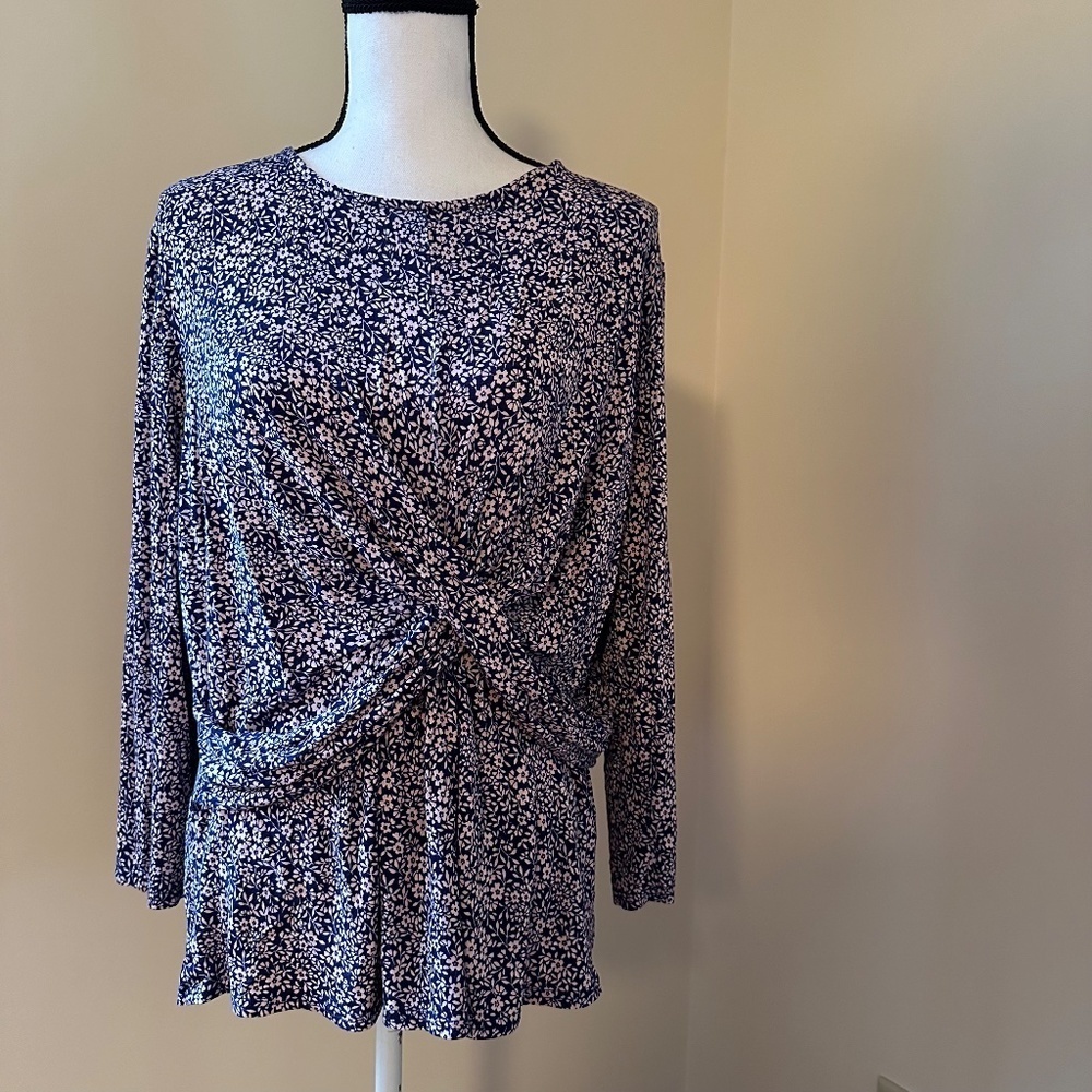 *JUICY COUTURE* Blue x Pink Floral Long Sleeve Top Size XXL